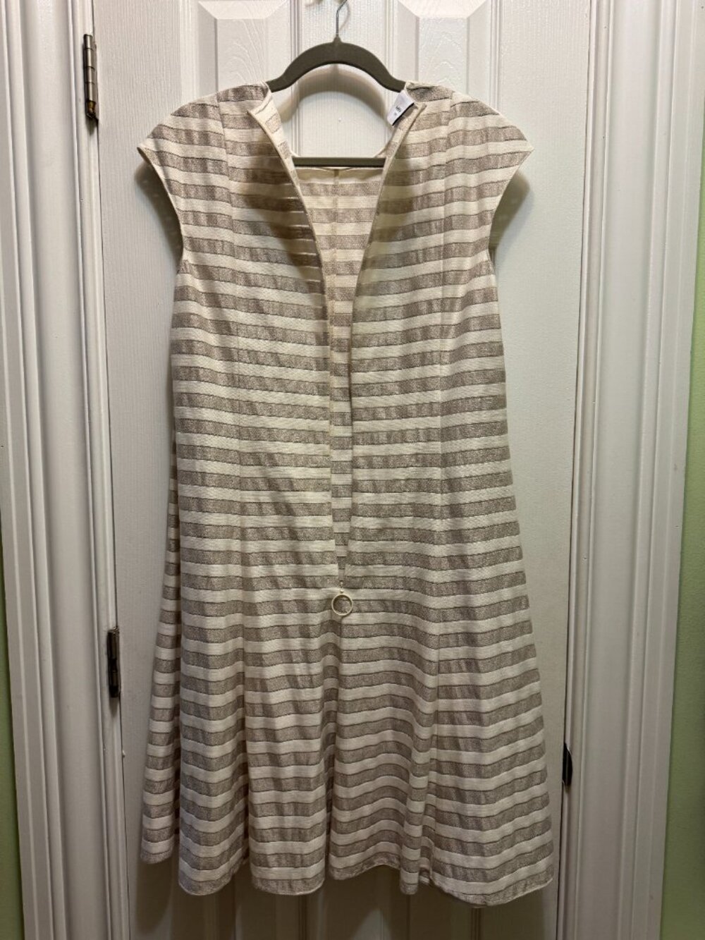 AKRIS PUNTO Striped Knee-Length Dress  Neutral Colors, Size US12 - Picture 3 of 10